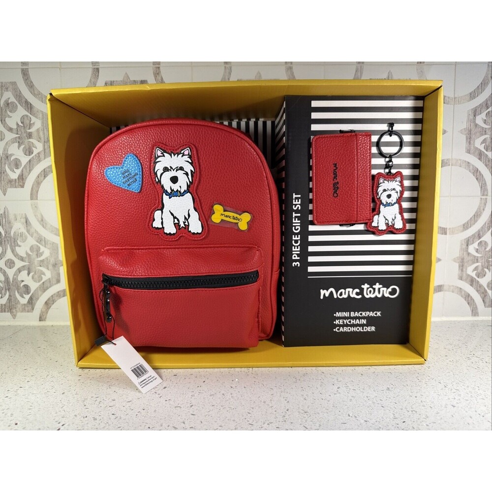 Marc Tetro 3‎ Pc Gift Set Mini Backpack Keychain Cardholder Purse Scottie Dog